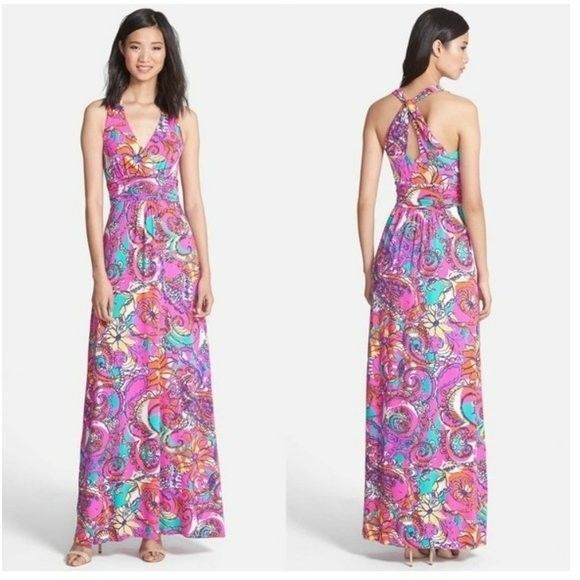 Lilly Pulitzer Dresses & Skirts - Lilly Pulitzer Womens Maxi Dress XS Multicolor Abstract Print Sleeveless Resort
